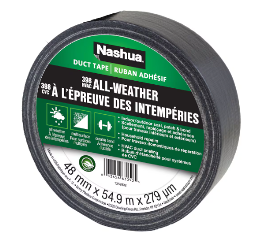 NASHUAL TAPE - 398 ALL WEATHER DUCT TAPE BLACK 1.89" x 60 YD