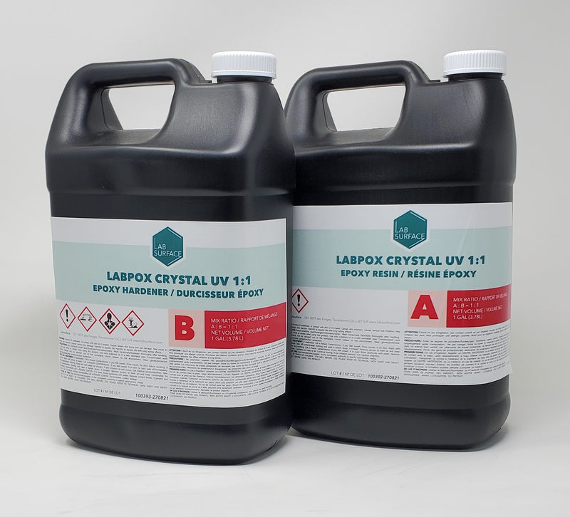 LABPOX CRYSTAL UV 1:1 RATIO - CLEAR UV RESISTANT EPOXY TOP COAT - 1.0/2 GAL KITS