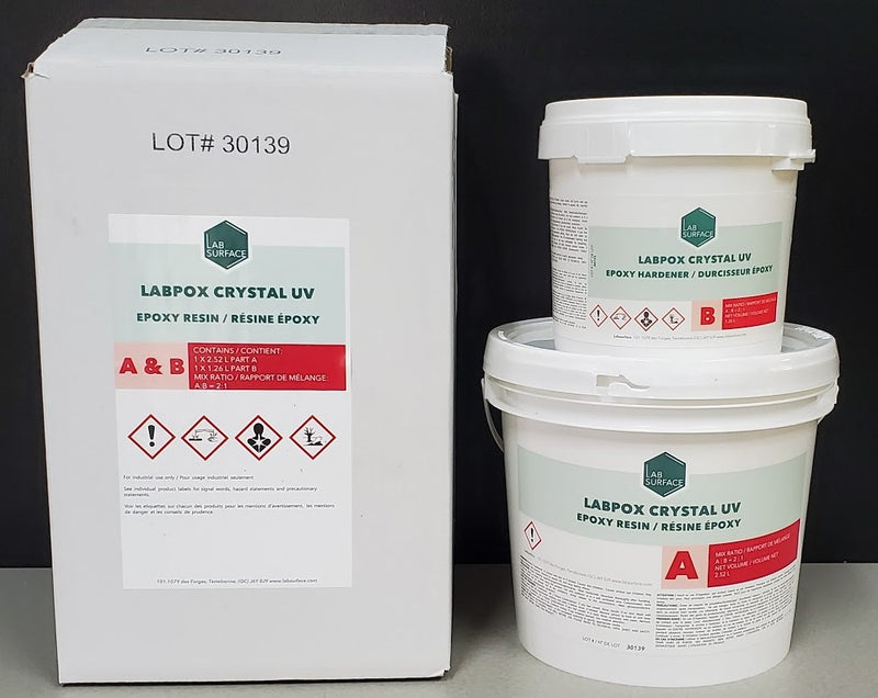 LABPOX CRYSTAL UV 2:1 RATIO - CLEAR EASY FLOW UV RESISTANT EPOXY TOP COAT THICK - 0.5/1.5/3 GAL KITS