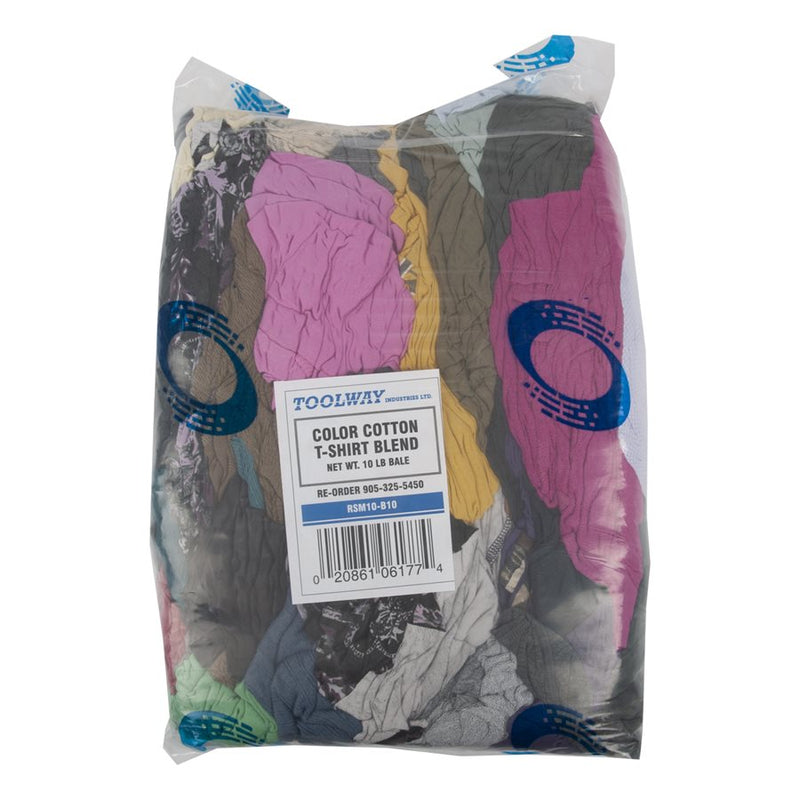 RAGS - MULTICOLOURED T-SHIRT WIPERS - 10 LBS